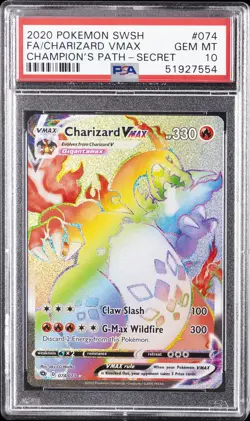 2020 POKEMON SWORD & SHIELD CHAMPION'S PATH #074 FULL ART/CHARIZARD VMAX PSA 10 - Image 1