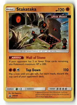 Stakataka - SM209 Holo Promo Sun & Moon Promo Pokemon Holo Lightly Played - Image 1