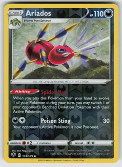 Ariados 103/189 Uncommon Darkness Ablaze Pokemon Reverse Holo Near Mint - Image 1