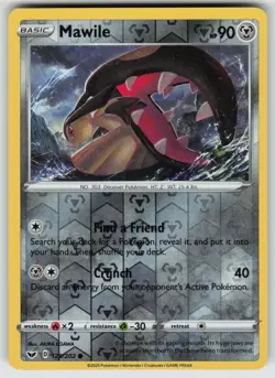 Mawile 129/202 Common Sword & Shield Pokemon Reverse Holo Near Mint - Image 1