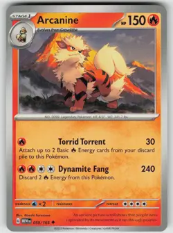 Arcanine 059/165 Uncommon 151 Pokemon Near Mint - Image 1