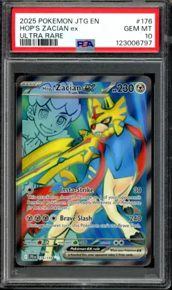 PSA 10 Hop's Zacian EX 176/159 Ultra Rare FA Journey Together 2025 Pokemon - Image 1