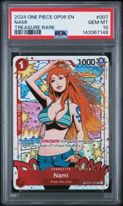 2024 ONE PIECE OP06-WINGS OF THE CAPTAIN TREASURE RARE #007 NAMI PSA 10 - Image 1