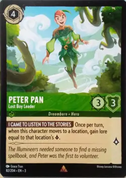 82/204 PETER PAN LOST BOY LEADER INTO THE INKLANDS RARE DISNEY LORCANA CARD - Image 1