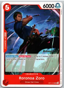Roronoa Zoro OP11-016 A Fist of Divine Speed Release Event Cards One Piece NM - Image 1