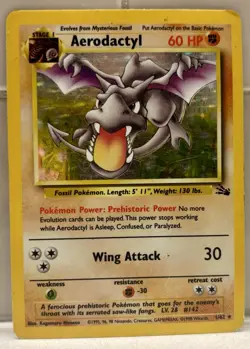 Aerodactyl Fossil Holo Rare 1/62 60 HP 1999 English Pokemon Card - Image 1