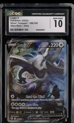 2022 Pokemon Lugia V Silver Tempest Ultra Rare #186 CGC 10 GEM MINT - Image 1