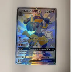 Lucario GX SV64/SV94 Hidden Fates Shiny Vault Shiny Holo Full Art 210 HP - Image 1