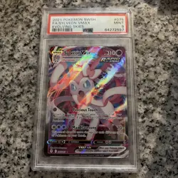 2021 PSA 9 FA Sylveon VMAX #075 Full Art Pokemon TCG SWSH Evolving Skies - Image 1