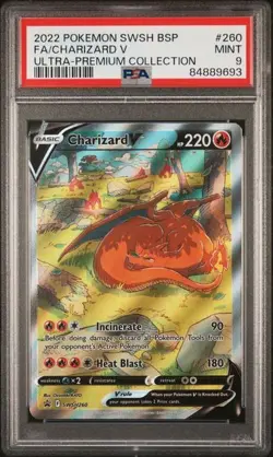 2022 POKEMON SWSH BLACK STAR PROMO #260 FA/CHARIZARD V PSA 9 MINT - Image 1