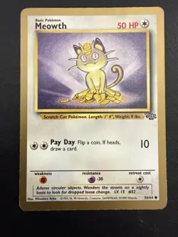 Pokemon Card Jungle Meowth 56/64 Fruit Roll Ups Gold Border Promo - Image 1