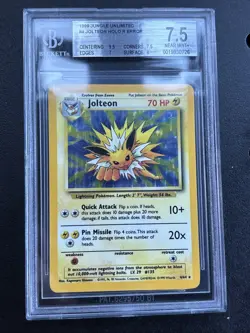 1999 WOTC Pokemon Game Jungle Set Jolteon Holo No Symbol 4/64 Beckett 7.5 NM+ - Image 1