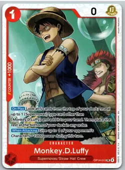 Monkey.D.Luffy OP14-013 Super Rare The Azure Sea's Seven One Piece NM - Image 1