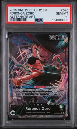 2025 ONE PIECE OP12 LEGACY OF THE MASTER ALTERNATE ART #020 RORONOA ZORO PSA 10 - Image 1