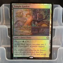 Wizards of the Coast MTG Temple Garden White Green Land Rare Foil 0268 2020 - Image 1