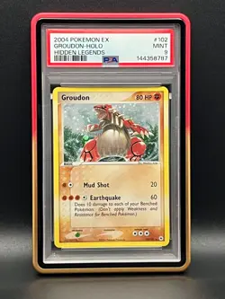 2004 Pokemon EX Hidden Legends-Groudon 102/101 Secret Rare Holo w. Swirl- PSA 9 - Image 1