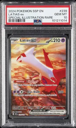 2024 POKEMON SSP EN-SURGING SPARKS SPECIAL ILLUSTRATION RARE LATIAS EX PSA 10 - Image 1