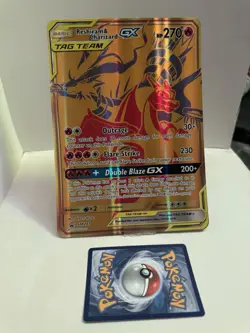 JUMBO Oversized Reshiram & Charizard GX Tag Team Gold Promo SM247 Pokemon NM - Image 1