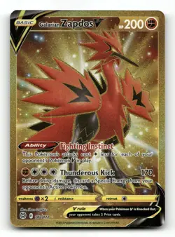 Galarian Zapdos V 182/172 - Brilliant Stars - Pokemon Card NM/M - Image 1