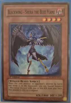 YuGiOh Blackwing - Shura the Blue Flame GLD3-EN025/RGBT-EN011 - Image 1