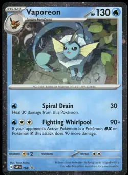 🌀 SWIRL & HEAVY BLEED🌀 Vaporeon 168 Promo - Pokemon Card - Scarlet & Violet NM - Image 1