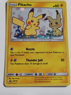 Pokemon Pikachu TCG Sun Moon Black Star Promo Holo Card SM162 - Image 1
