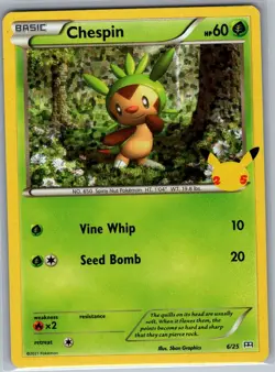 Chespin - 6/25 Holo McDonald's 25th Anniversary Promos - Pokemon Card - NM - Image 1