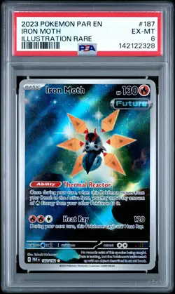 2023 POKEMON PAR EN-PARADOX RIFT ILLUSTRATION RARE #187 IRON MOTH PSA 6 - Image 1