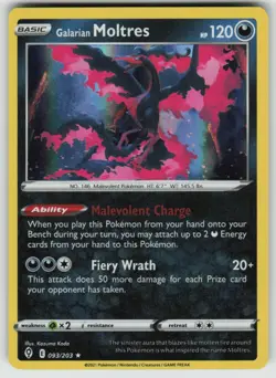 Galarian Moltres 093/203 Holo Rare Evolving Skies Pokemon Holo Lightly Played - Image 1