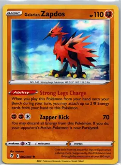 Pokemon TCG Galarian Zapdos 82/203 Evolving Skies Holo NM - Image 1