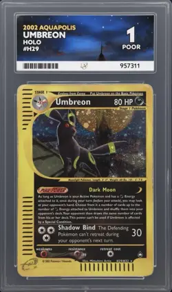 Pokemon Umbreon H29/H32 Holo Aquapolis ACE 1 SWIRL - Image 1