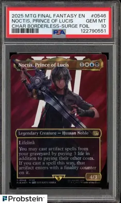 2025 MTG Final Fantasy Borderless Surge Foil #0546 Noctis Prince of Lucis PSA 10 - Image 1