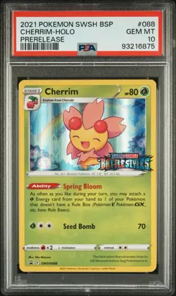 2021 POKEMON SWSH PROMO CHERRIM #SWSH088 PRERELEASE HOLO PSA 10 - Image 1