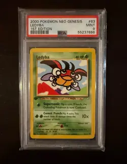 Pokemon 2000 Neo Genesis 1st Edition Ledyba 63/111 PSA 9 MINT - Image 1