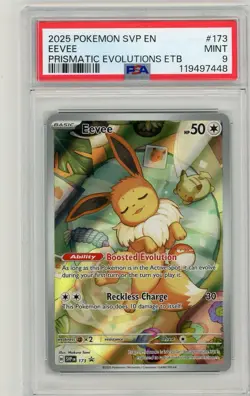2025 Pokemon Black Star Promo Eevee Prismatic Evolutions ETB #173 PSA 9 Mint - Image 1