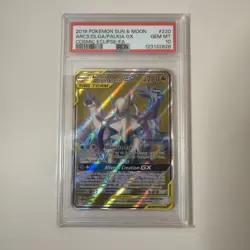 Pokemon Arceus Dialga Palkia GX 220/236 Cosmic Eclipse Full Art PSA 10 - Image 1