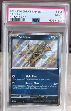 PSA 9 SABLEYE 184/091 SHINY RARE PAF EN-PALDEAN FATES POKEMON - Image 1