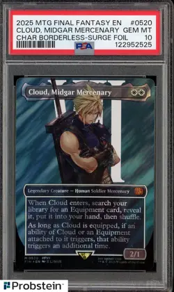 2025 MTG Final Fantasy Borderless Surge Foil #0520 Cloud Midgar Mercenary PSA 10 - Image 1