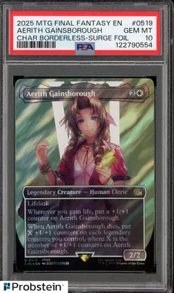 2025 MTG Final Fantasy EN Borderless Surge Foil #0519 Aerith Gainsborough PSA 10 - Image 1