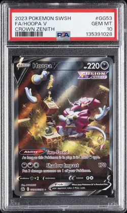 2023 POKEMON SWORD & SHIELD CROWN ZENITH #GG53 FULL ART/HOOPA V PSA 10 - Image 1