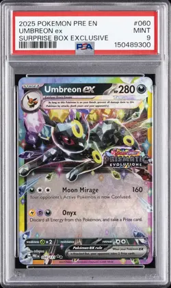 2025 POKEMON PRE EN-PRISMATIC EVOLUTIONS SURPRISE BOX EXCLUSIVE UMBREON EX PSA 9 - Image 1