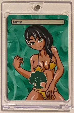 FOREST - BASIC LAND (ANIME) MTG VIVIEN REID Hand Painted Altered Extended Art - Image 1