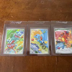 Pokemon First Partner Illustration GEN 1 Set Bulbasaur, Charmander, Squirtle - Image 1
