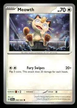 Meowth 048/064 Common Shrouded Fable Pokemon Lightly Played - Image 1