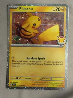 Pikachu (Pokemon Day 2026) 051/162 Cosmos Holo Fart/ Left Border double Swirl 🌀 - Image 1