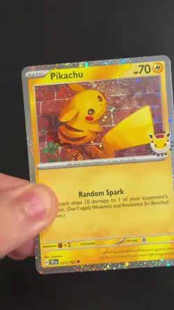 Pikachu (Pokemon Day 2026) 051/162 Cosmos Holo Fart/ Left Border double Swirl 🌀 - Image 2