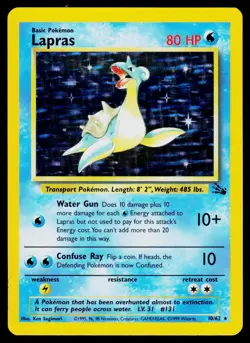 Lapras 10/62 Holo Rare Fossil Pokemon Unlimited Holo Lightly Played - Image 1