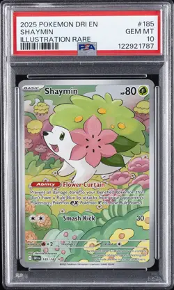 2025 POKEMON DRI EN-DESTINED RIVALS ILLUSTRATION RARE #185 SHAYMIN PSA 10 - Image 1