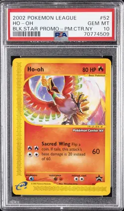 2002 POKEMON LEAGUE PROMO BLACK STAR POKEMON CENTER NY #52 HO-OH PSA 10 - Image 1