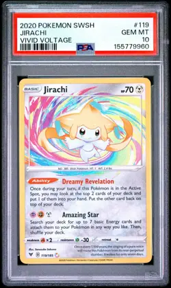 Pokemon SWSH Vivid Voltage Jirachi 119/185 Amazing Rare Holo Foil PSA 10 - Image 1